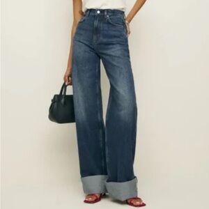 Reformation Cary Cuffed High Rise Slouchy Wide Leg Jeans